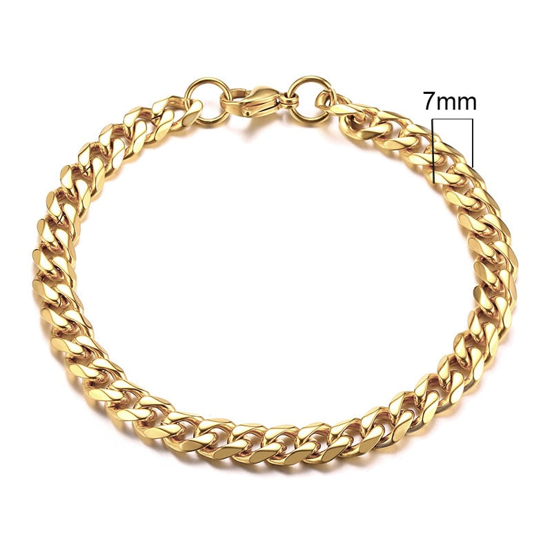 Miami Gold Curb 3-11mm Bracelet