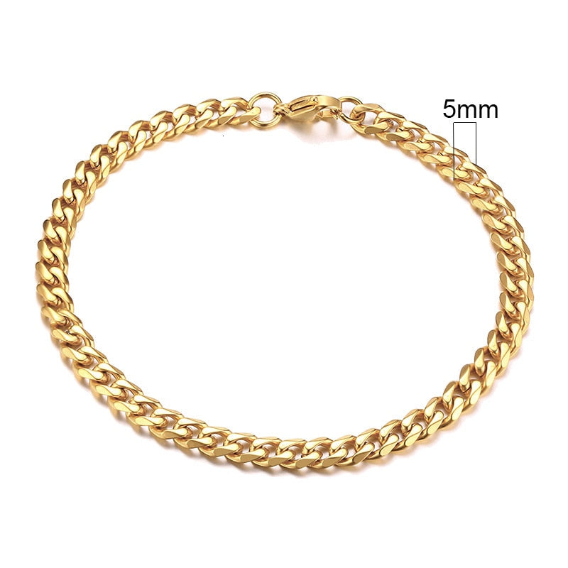Miami Gold Curb 3-11mm Bracelet